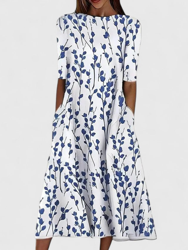 Ida | Blomstret Midikjole, Sommerkjole med Print