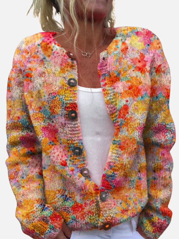 Camilla | Blomstret Strikcardigan i Farverig Print