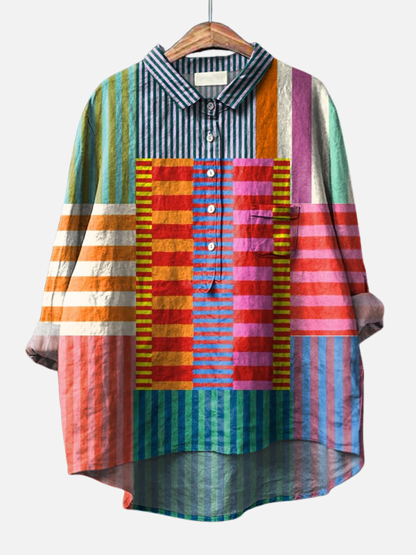 Line | Farverig Stribet Skjortebluse