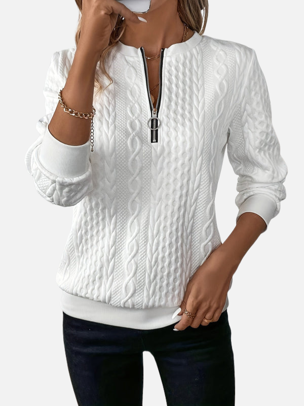Ida | Half-Zip Trøje i Kabelmønster