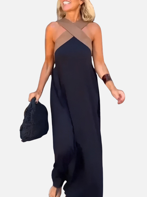 Camilla | Halterneck Maxikjole med Kryds