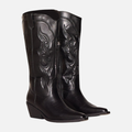 Karen | Knæhøje Cowboystøvler, Broderet Western