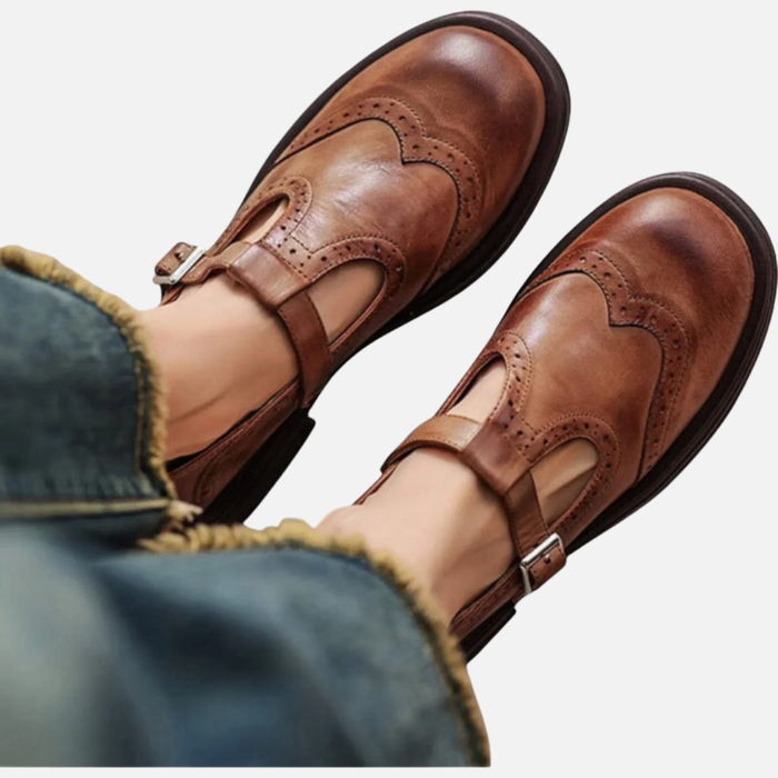 Ida | Mary Jane Brogues med Spænde, Vintage