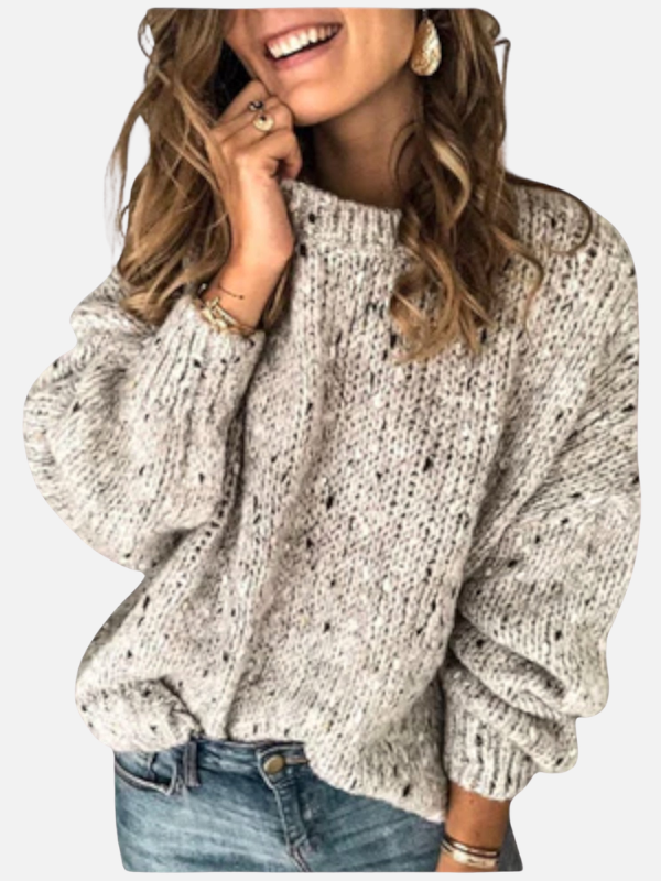 Marianne | Meleret Grovstrik Sweater med Rundhals