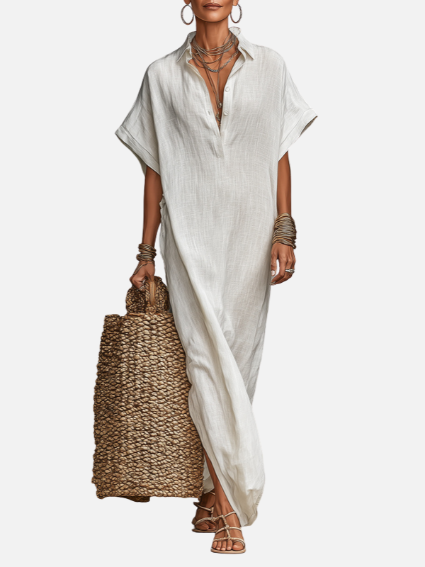 Susanne | Oversize Skjortekjole, Maxi Strandkjole