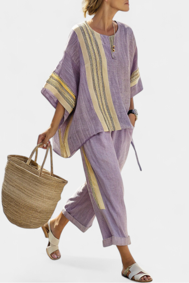 Anna | Oversized Bukssæt med Stribedetalje