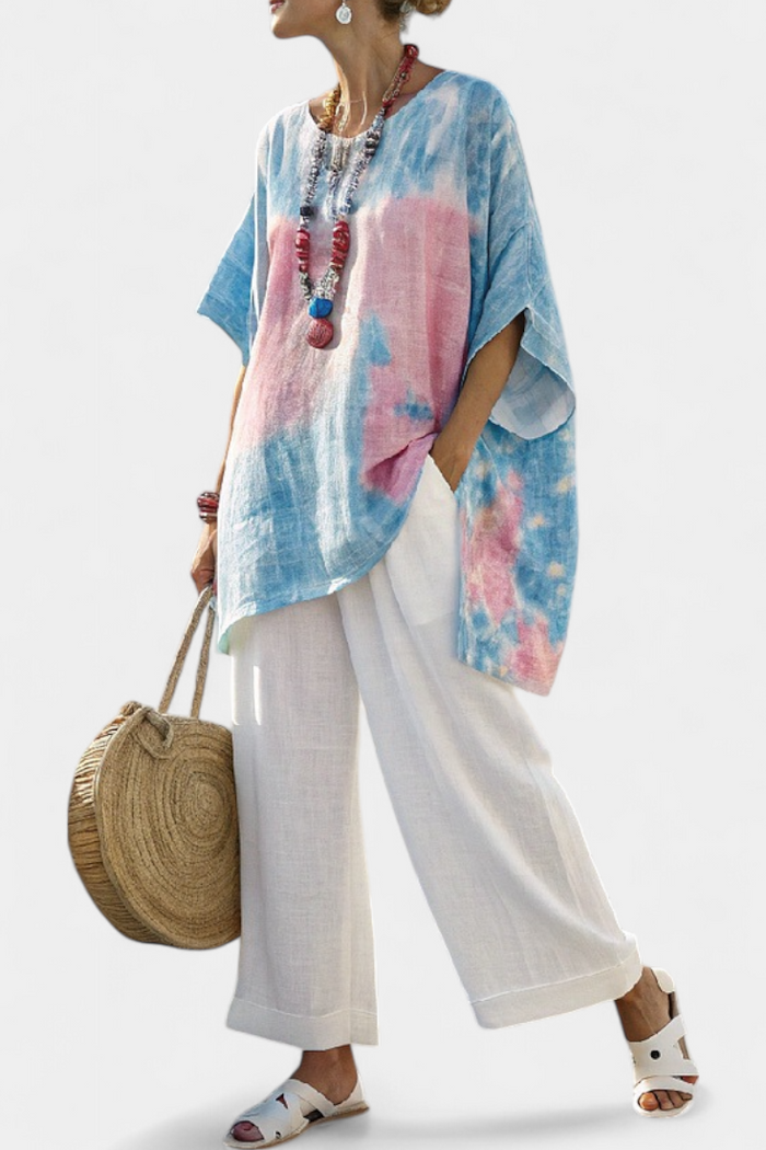 Mette | Oversized Print Bluse – Tie-Dye Top