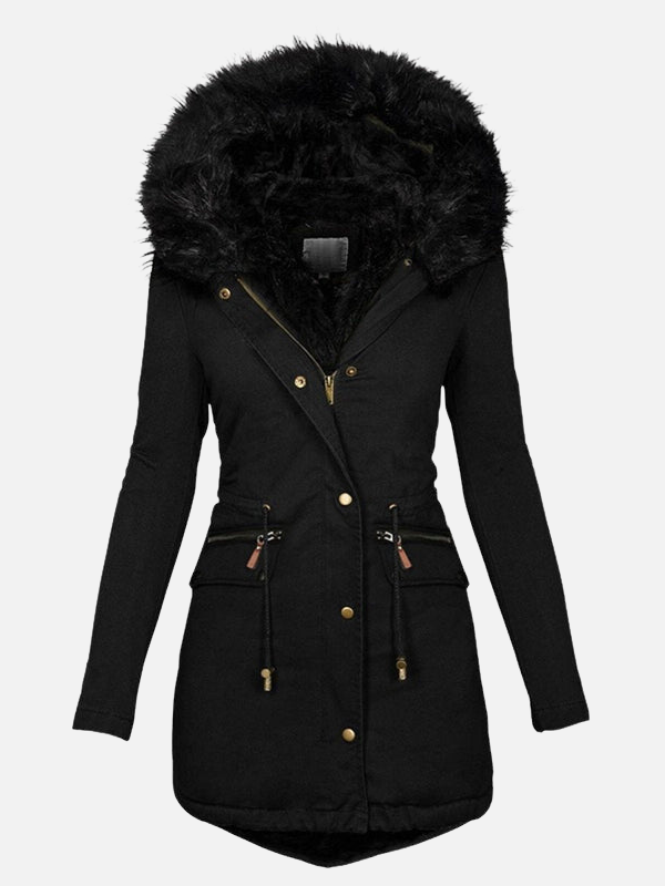 Lene | Parka med Pelskrave & Snøretalje – Dame