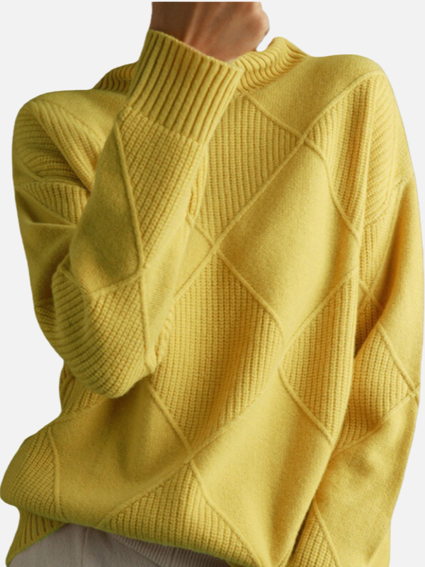 Susanne | Rullekrave Sweater med Rudestruktur