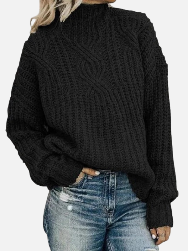 Kirsten | Snoet Kabelstrik Sweater med Høj Hals