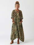 Aleta | Broderet oversize midikjole med knaplukning og lommer