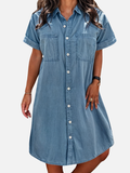 Mette | Denim Skjortekjole med Knapper