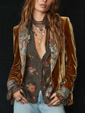 Vintageblazer til kvinder med blomstret patchworkprint