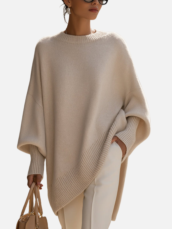 Anne | Blød Oversized Poncho Sweater i Strik