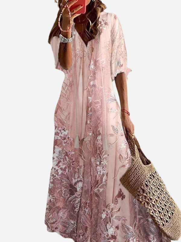 Pia | Blomstret Maxikjole, Boho Sommerkjole