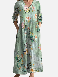 Anne | Blomstret Maxikjole med Lommer