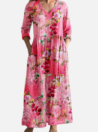 Anne | Blomstret Maxikjole med Lommer