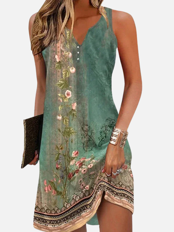 Mette | Blomstret Minikjole, Boho Sommerkjole