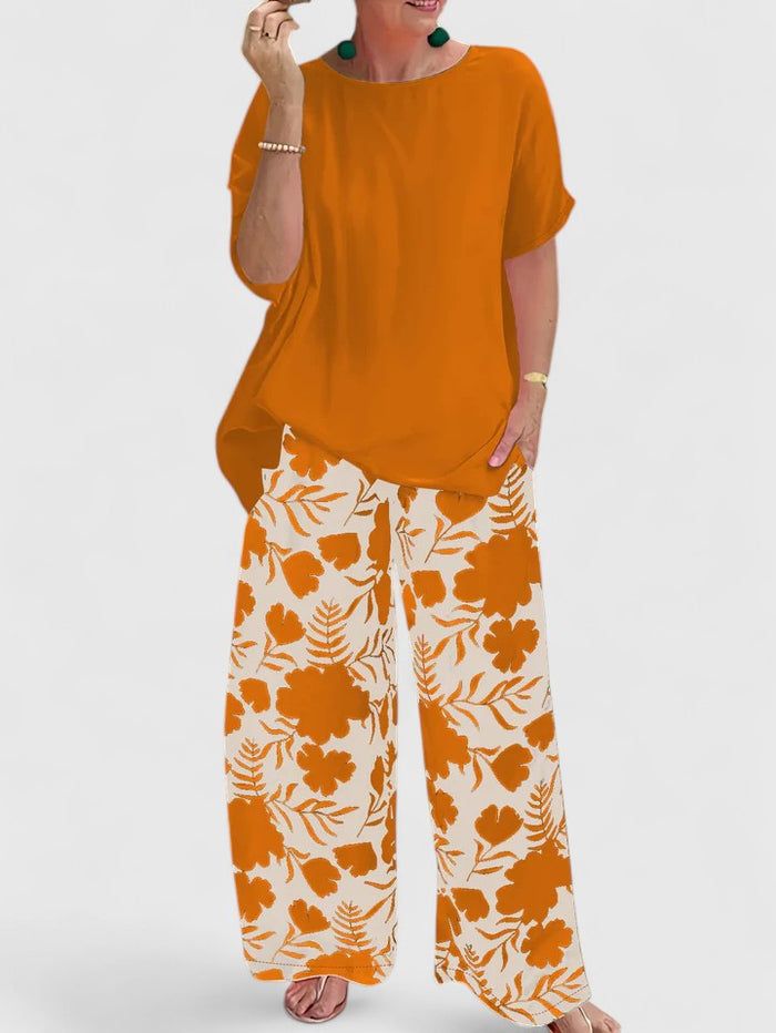 Ida | Blomstret Print Bukser & Kortærmet Top