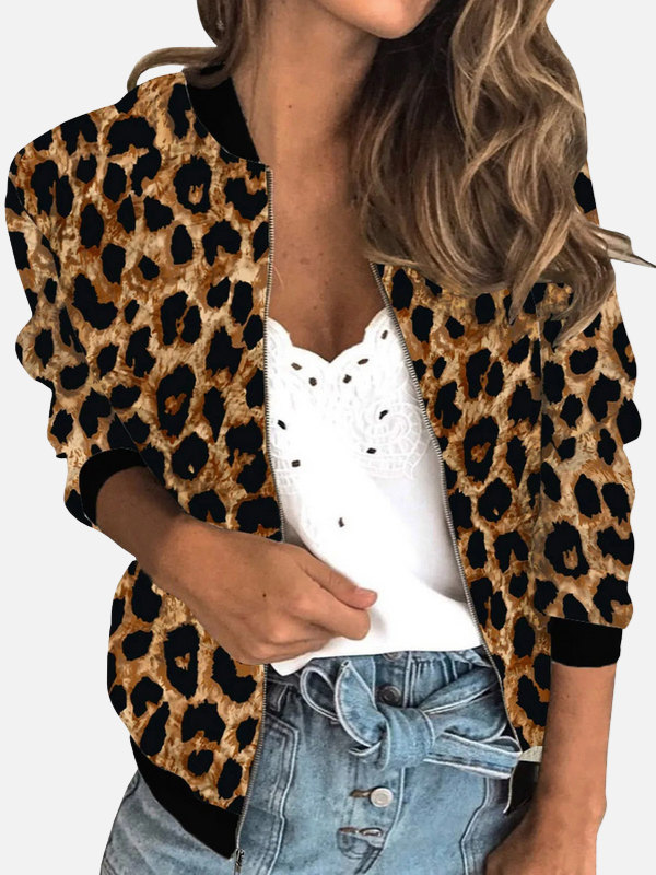 Ida | Bomberjakke med Leopardprint & Lynlås
