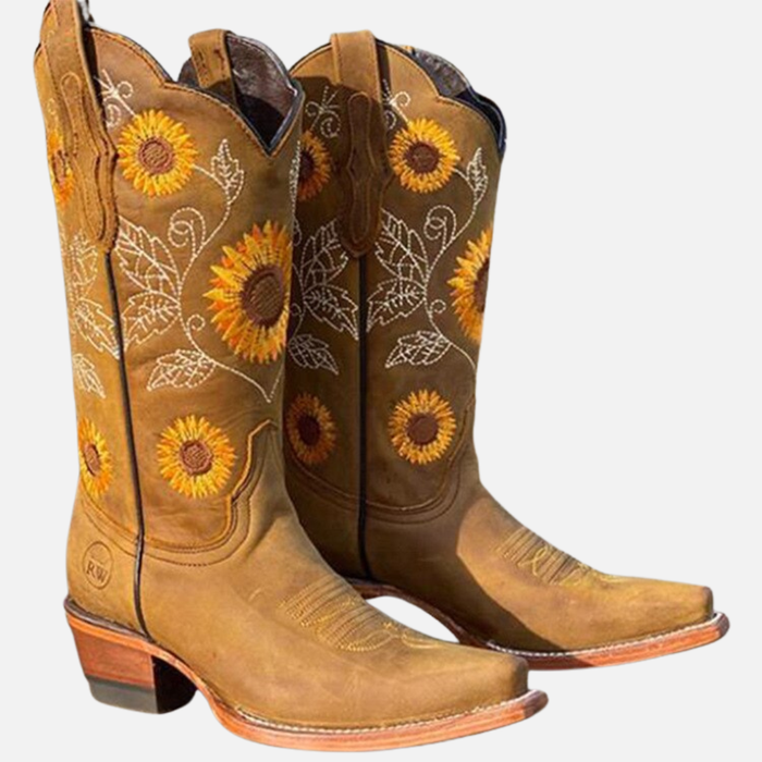 Ida | Broderede Cowboystøvler, Blomstret Western