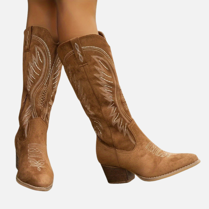 Maria | Broderede Knæhøje Cowboystøvler, Western