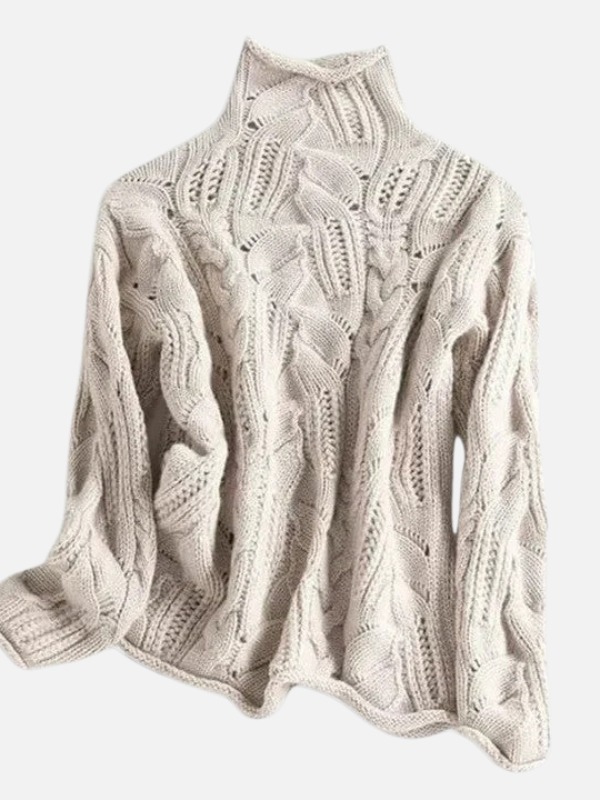Camilla | Snoet Kabelstrik Sweater med Rullekrave