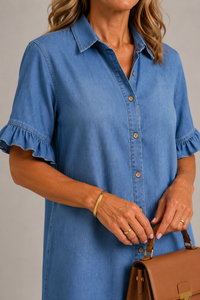 Margaux | Kjole med knapper i denimlook