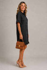 Margaux | Kjole med knapper i denimlook