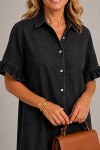Margaux | Kjole med knapper i denimlook