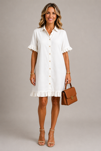 Margaux | Kjole med knapper i denimlook