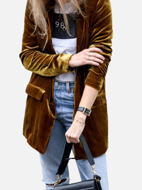 Lene | Elegant Fløjlsblazer med Reverskrave