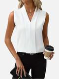 Maria | Elegant Ærmeløs Bluse med V-Hals