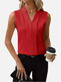 Maria | Elegant Ærmeløs Bluse med V-Hals