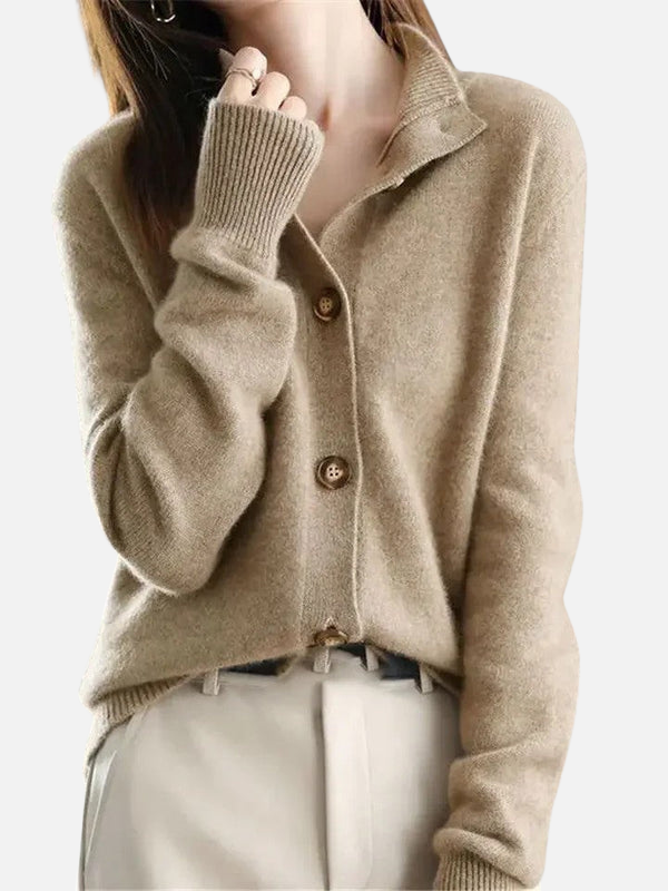 Anne | Finstrik Cardigan med Krave og Knapper
