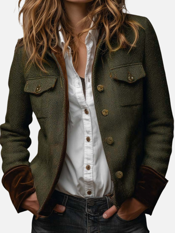 Anne | Grøn Tweedjakke, Army Look