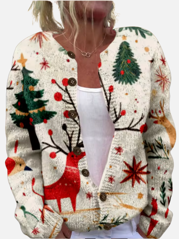 Maria | Julecardigan med Rensdyr og Knapper