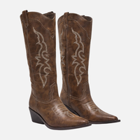Karen | Knæhøje Cowboystøvler, Broderet Western
