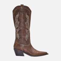 Karen | Knæhøje Cowboystøvler, Broderet Western