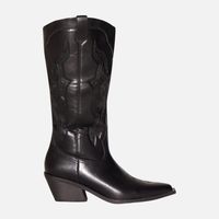 Karen | Knæhøje Cowboystøvler, Broderet Western