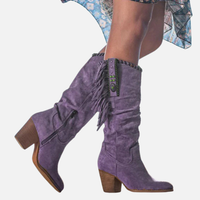 Pia | Knæhøje Frynsestøvler, Boho Cowboystøvler