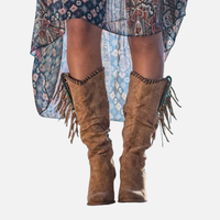 Pia | Knæhøje Frynsestøvler, Boho Cowboystøvler