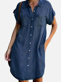 Susanne | Kort Denimkjole med Knapper