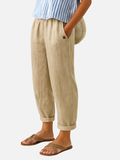 Anna | Løse Bukser med Elastik og Knapdetalje