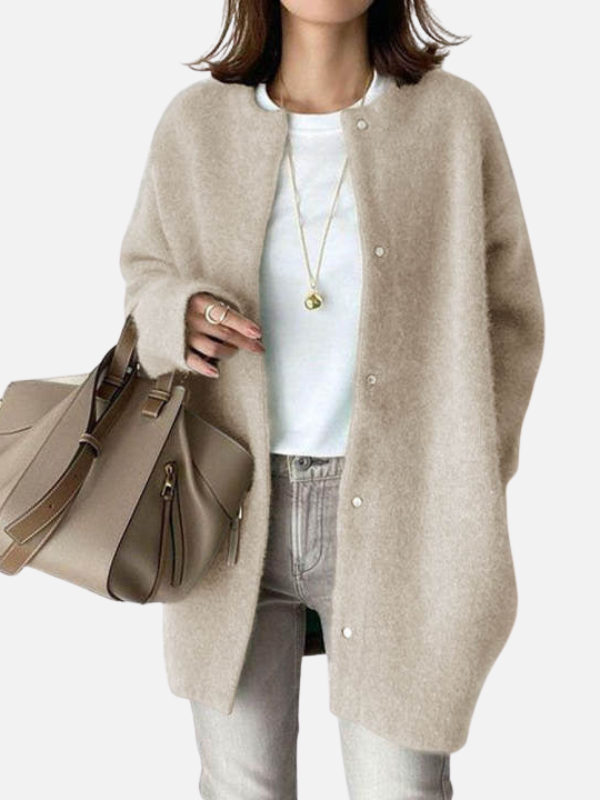 Lene | Lang Oversize Strikcardigan til Dame
