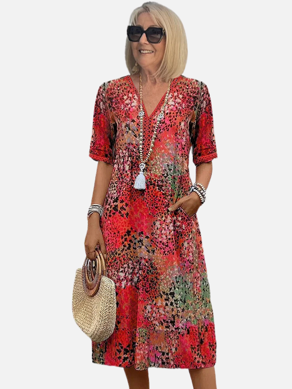 Karen | Mønstret Midikjole, Boho Sommerkjole