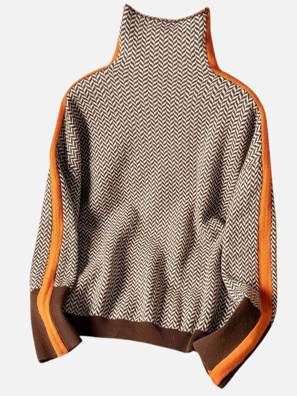 Susanne | Mønstret Rullekrave Sweater i Strik