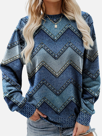 Pia | Mønstret Sweatshirt med Zigzag