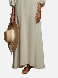 Mette | Off-Shoulder Maxikjole med Broderi, Boho