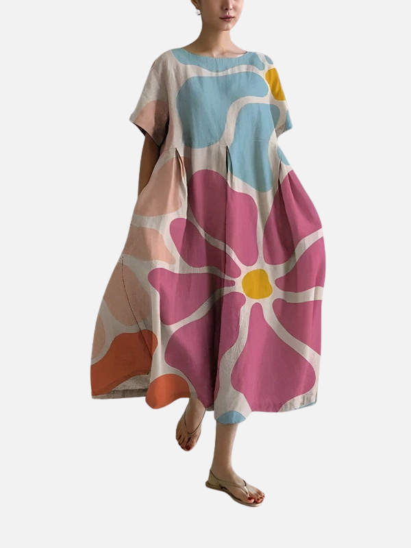 Mette | Oversize Midikjole med Blomsterprint